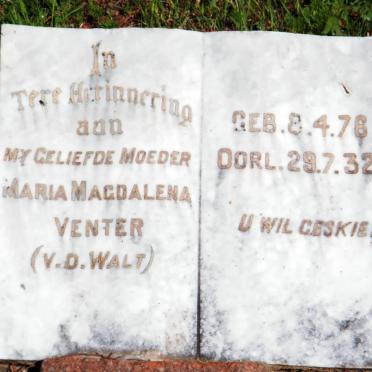 VENTER Maria Magdalena nee V.D.WALT 1876-1932