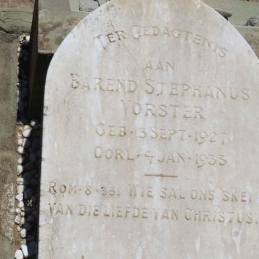 VORSTER Barend Stephanus 1927-1933