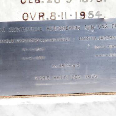 WALT Andries Johannes, van der 1875-1937 &amp; Martha Jacoba VENTER 1878-1954