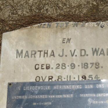 WALT Andries Johannes, van der 1875-1937 &amp; Martha Jacoba VENTER 1878-1954