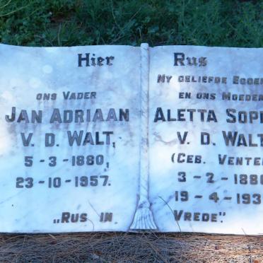 WALT Jan Adriaan, v.d. 1880-1957 &amp; Aletta Sophia VENTER 1886-1938