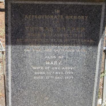 DRAPER Thomas 1812-1875 &amp; Mary 1829-1879