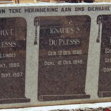 PLESSIS Ignatius S., du 1866-1946 &amp; Aletta S. DU PLESSIS 1865-1913 :: DU PLESSIS Martha C. nee V.D. LINDE 1880-1957