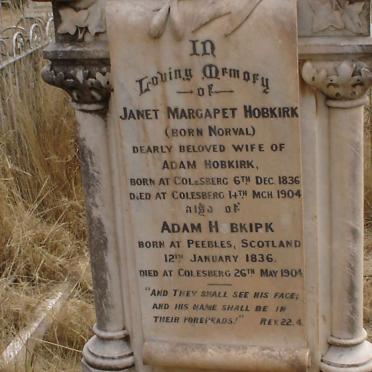 HOBKIRK Adam 1836-1904 &amp; Jane Margaret NORVAL 1836-1904