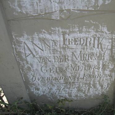 MERWE Barend Frederik, van der 1840-1906 &amp; Anna Frederika 1841-1907