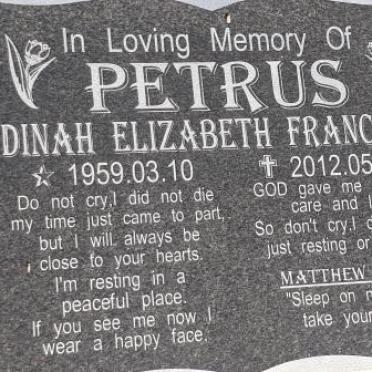 PETRUS Dinah Elizabeth Francina 1959-2012