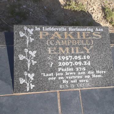 PAKIES Emily nee CAMPBELL 1957-2007