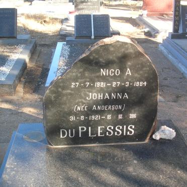 PLESSIS Nico A., du 1921-1984 &amp; Johanna ANDERSON 1921-2016