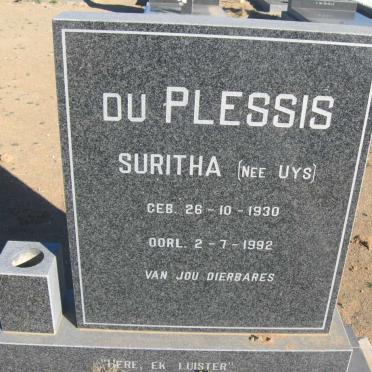 PLESSIS Suritha, du nee UYS 1930-1992