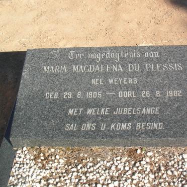 PLESSIS Maria Magdalena, du nee WEYERS 1905-1982