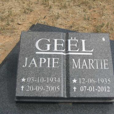 GEEL Japie 1934-2005 &amp; Martie 1935-2012