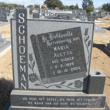 SCHOEMAN Maria Aletta nee VISSER 1926-2003