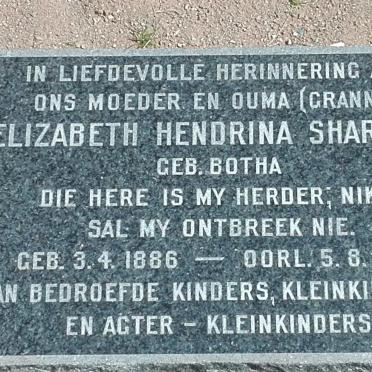 SHARPLEY Elizabeth Hendrina nee BOTHA 1886-1972