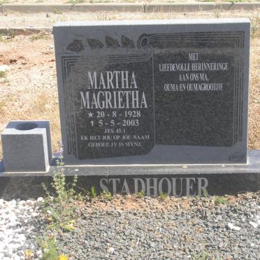 STADHOUER Martha Magrietha 1928-2003