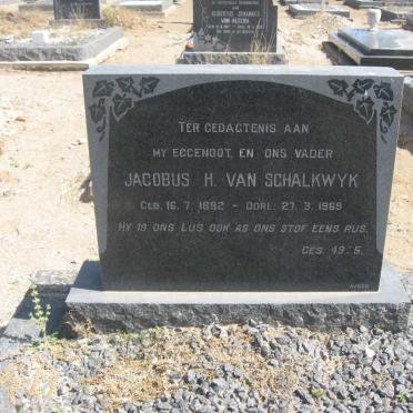 SCHALKWYK Jacobus H., van 1892-1969