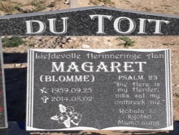 TOIT Magaret, du 1959-2014