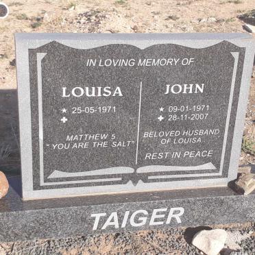 TAIGER John 1971-2007 &amp; Louisa 1971-