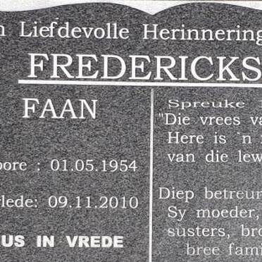 FREDERICKS Faan 1954-2010