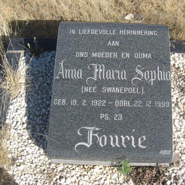 FOURIE Anna Maria Sophia nee SWANEPOEL 1922-1999