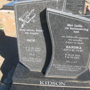 KIDSON Dick 1960-2009 &amp; Sandra 1964-2008