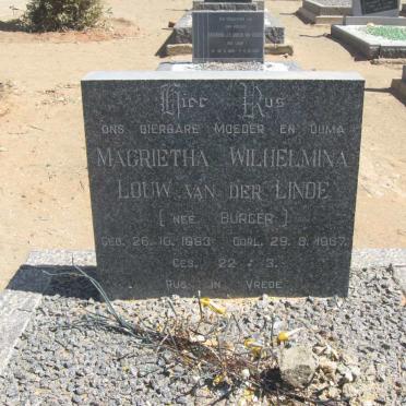 LINDE Magrietha Wilhelmina Louw, van der nee BURGER 1883-1967