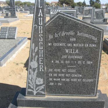 LAUBSCHER Willa nee DUVENHAGE 1931-1984