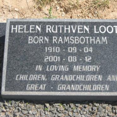 LOOTS Helen Ruthven nee RAMSBOTHAM 1910-2001