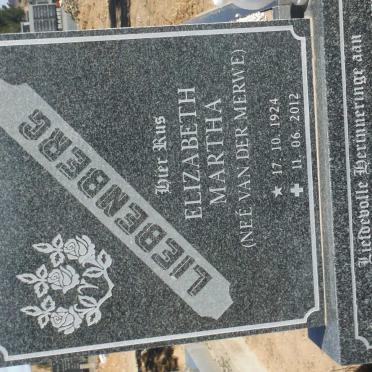 LIEBENBERG Elizabeth Martha VAN DER MERWE 1924-2012