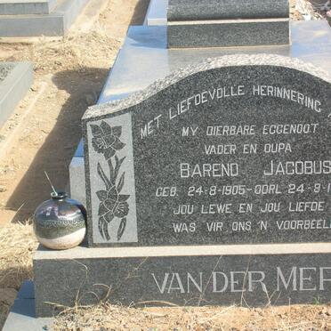 MERWE Barend Jacobus, van der 1905-1972 