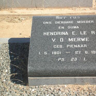 MERWE Hendrina E. le R. nee PIENAAR 1901-1982
