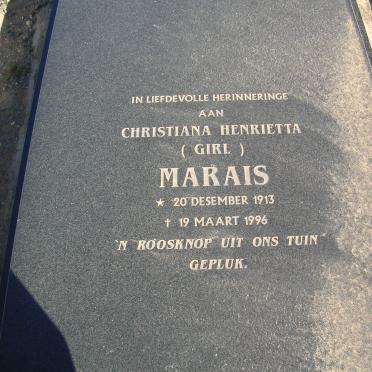MARAIS Pieter William 1915-1978 &amp; Christiana Henrietta 1913-1996