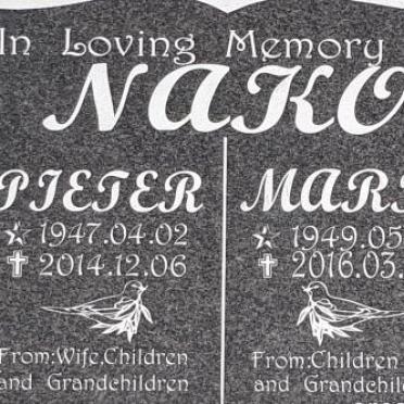 NAKO Pieter 1947-2014 &amp; Marie 1949-2016