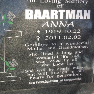 BAARTMAN Anna 1919-2011