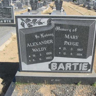 BARTIE Alexander Waldy 1908-1983 &amp; Mary Payge 1907-1984