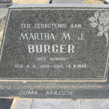 BURGER Martha M.J. nee HUMAN 1908-1995