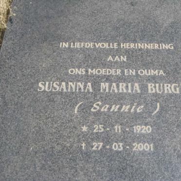 BURGER Susanna Maria 1920-2001