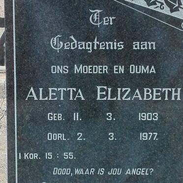 CILLIERS Charl Daniël 1899-1973 &amp; Aletta Elizabeth 1903-1977