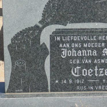 COETZEE Johanna M.W. nee VAN ASWEGEN 1912-1979