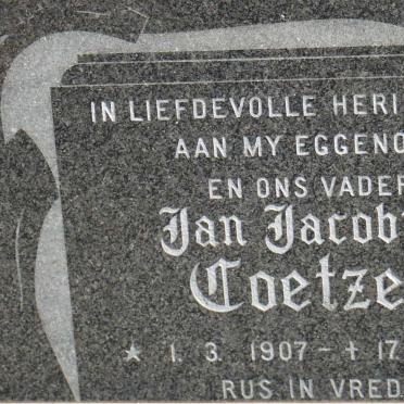 COETZEE Jan Jacobus 1907-1975 &amp; Johanna M.W. VAN ASWEGEN 1912-1979