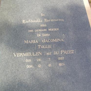 VERMEULEN Maria Jacomina nee DU PREEZ 1897-1971