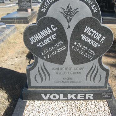 VOLKER Victor F. 1924-2003 &amp; Johanna C. 1935-2003