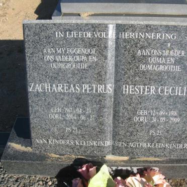 VENTER Zachareas Petrus 1917-2004 &amp; Hester Cecilia 1918-2009