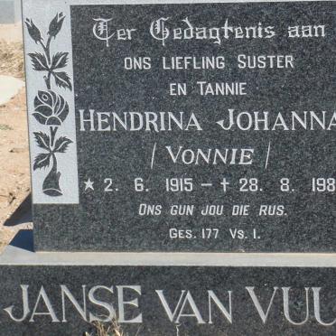 VUUREN Hendrina Johanna, Janse van 1915-1981