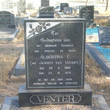 VENTER Albertina C. nee JANSEN VAN VUUREN 1908-1972