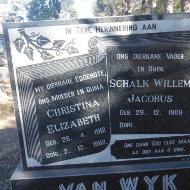 WYK Schalk Willem Jacobus, van 1909- &amp; Christina Elizabeth 1912-1982