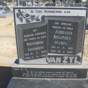 ZYL Hendrik Goosen, van 1925-1983 &amp; Adriana Beatrix Maria 1921-2007