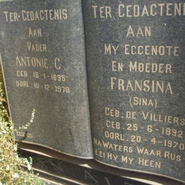 ALTENA Antonie G., van 1895-1978 &amp; Fransina DE VILLIERS 1892-1970 _2