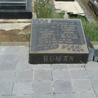 HUMAN Johannes Cornelis J. -1988 &amp; Elizabeth Johanna 1873-1965
