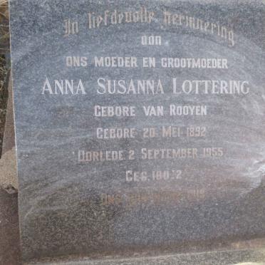 LOTTERING Anna Susanna nee VAN ROOYEN 1892-1955