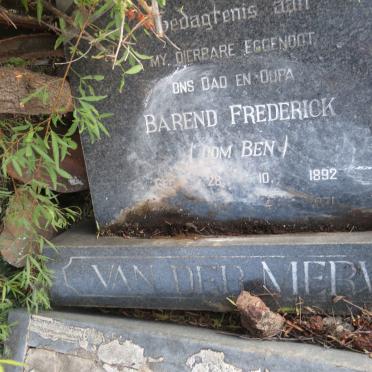 MERWE Barend Frederick, van der 1892-1971